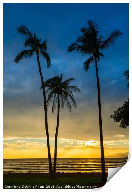 Spectacular beach sunset in the town of Lahaina on Print by Jamie Pham