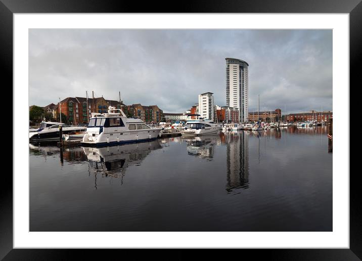 Swansea Marina Framed Mounted Print by Leighton Collins