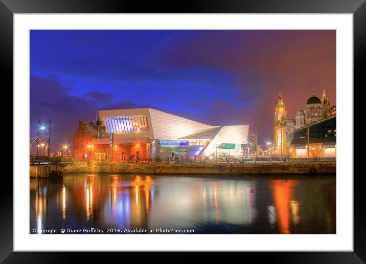 Liverpool at night Framed Mounted Print by Diane Griffiths