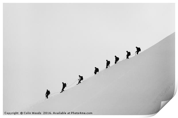 Mountaineers in the Alps Print by Colin Woods