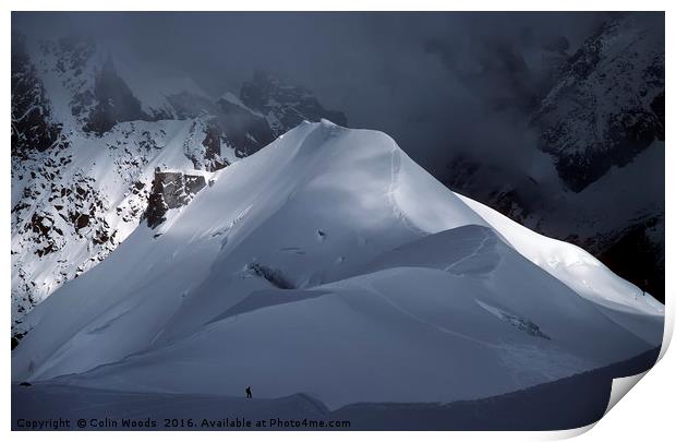Lone climbers in the French Alps Print by Colin Woods
