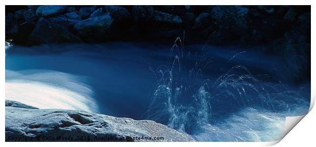 Water spraying in a mountain stream Print by Colin Woods