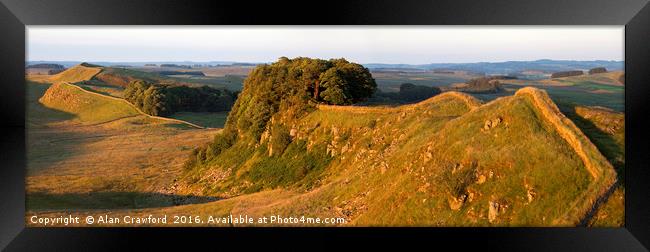 Hadrian's Wall at Sunset Framed Print by Alan Crawford