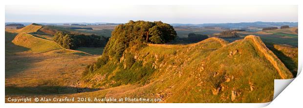 Hadrian's Wall at Sunset Print by Alan Crawford