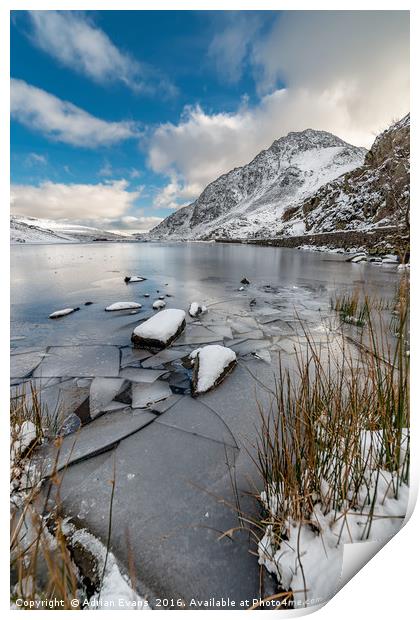 Ogwen Lake Snowdonia Wales  Print by Adrian Evans