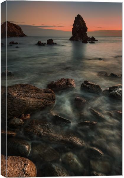 Porth Saint Beach at Dusk. Canvas Print by Natures' Canvas: Wall Art  & Prints by Andy Astbury