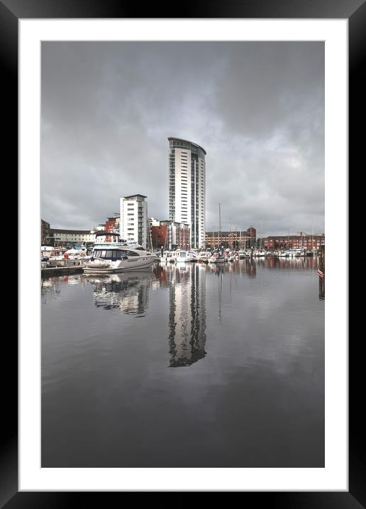 Swanse Meridian Tower Framed Mounted Print by Leighton Collins