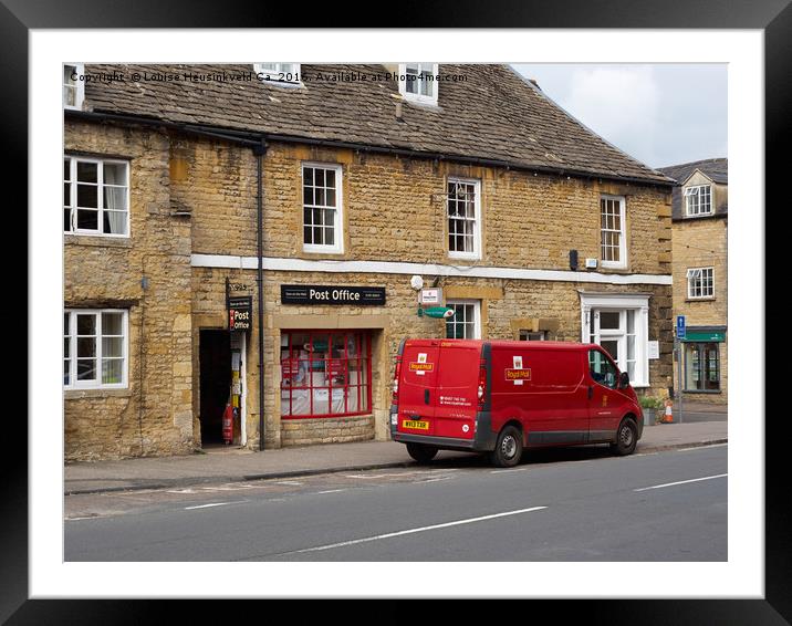Post Office and Royal Mail van, Stow-on-the-Wold Framed Mounted Print by Louise Heusinkveld