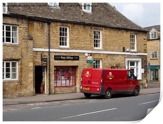 Post Office and Royal Mail van, Stow-on-the-Wold Print by Louise Heusinkveld