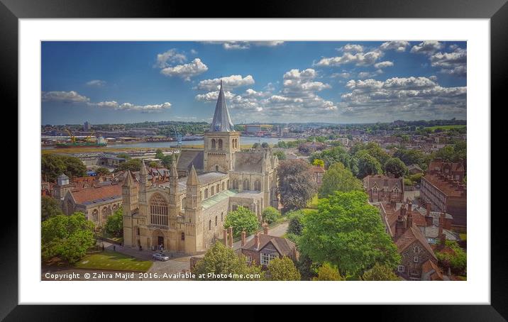 Rochester Cathedral Helicopter View Framed Mounted Print by Zahra Majid