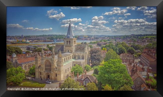 Rochester Cathedral Helicopter View Framed Print by Zahra Majid