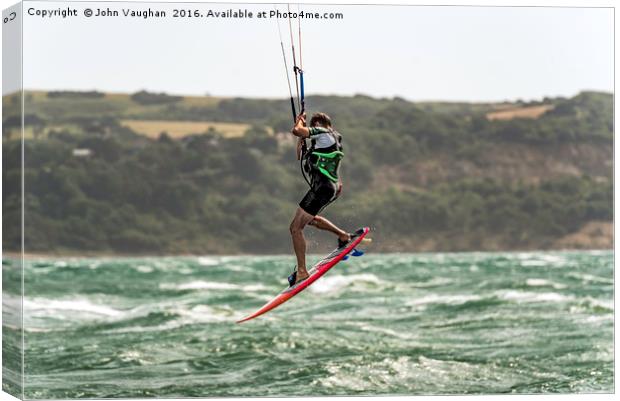 Kite Surfing Canvas Print by John Vaughan