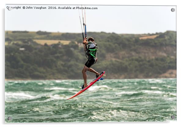 Kite Surfing Acrylic by John Vaughan