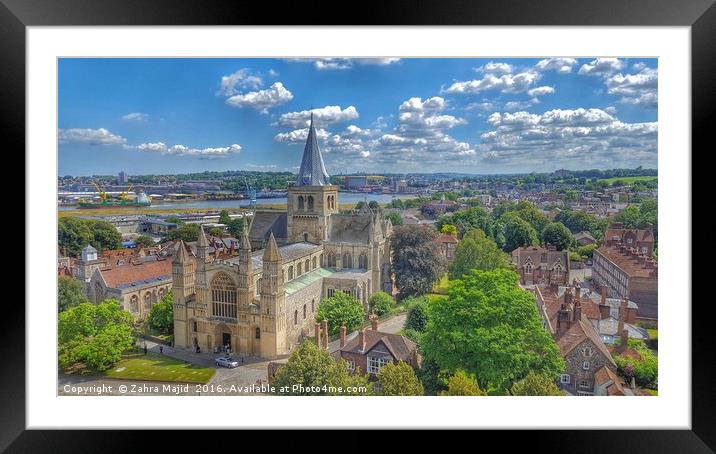 Beautiful Rochester Cathedral view from the Castle Framed Mounted Print by Zahra Majid