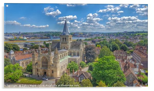 Beautiful Rochester Cathedral view from the Castle Acrylic by Zahra Majid