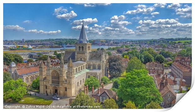 Beautiful Rochester Cathedral view from the Castle Print by Zahra Majid