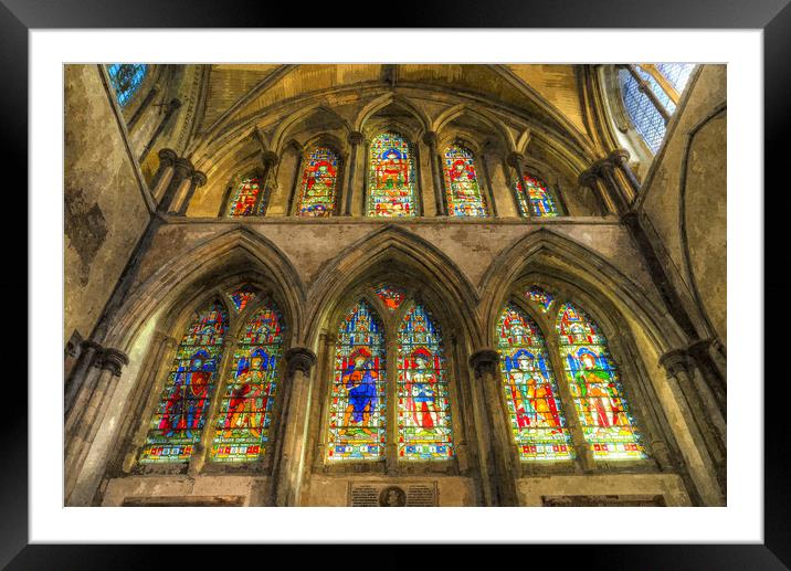 Rochester Cathedral Stained Glass Windows Art Framed Mounted Print by David Pyatt