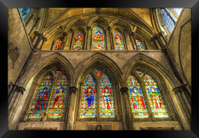 Rochester Cathedral Stained Glass Windows Art Framed Print by David Pyatt