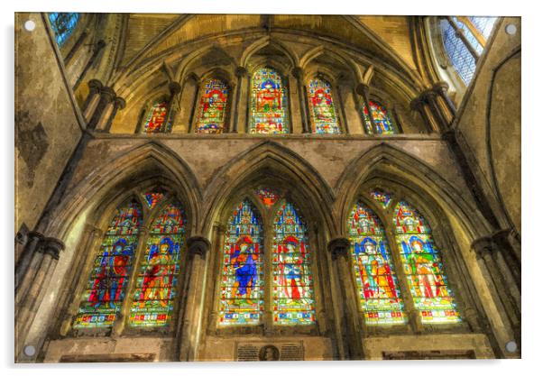 Rochester Cathedral Stained Glass Windows Art Acrylic by David Pyatt