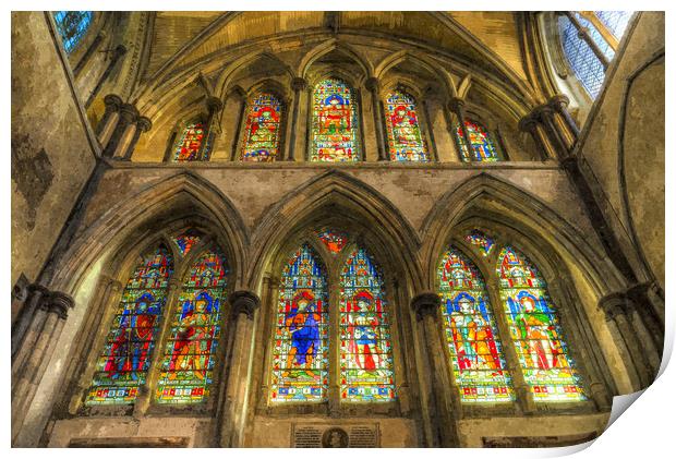 Rochester Cathedral Stained Glass Windows Art Print by David Pyatt