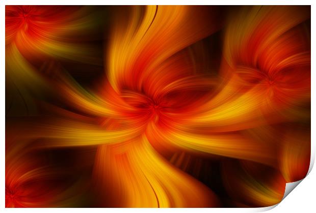 Orange Yellow Colored Abstract  Print by Jenny Rainbow
