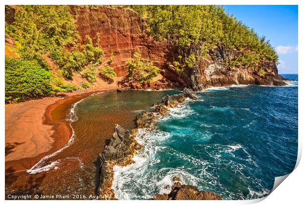 The exotic and stunning Red Sand Beach on Maui Print by Jamie Pham