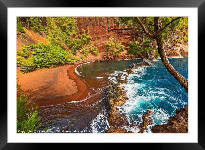 The exotic and stunning Red Sand Beach on Maui Framed Mounted Print by Jamie Pham