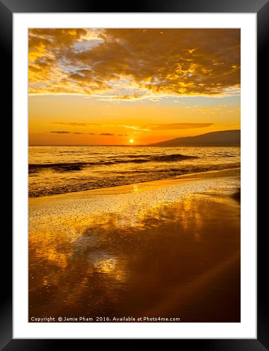 Spectacular beach sunset in the town of Lahaina on Framed Mounted Print by Jamie Pham