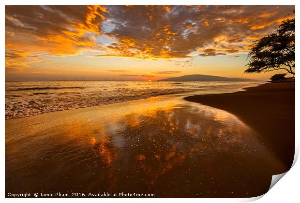 Spectacular beach sunset in the town of Lahaina on Print by Jamie Pham