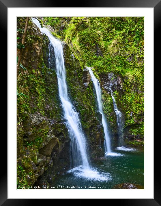 The stunningly beautiful Upper Waikani Falls or Th Framed Mounted Print by Jamie Pham