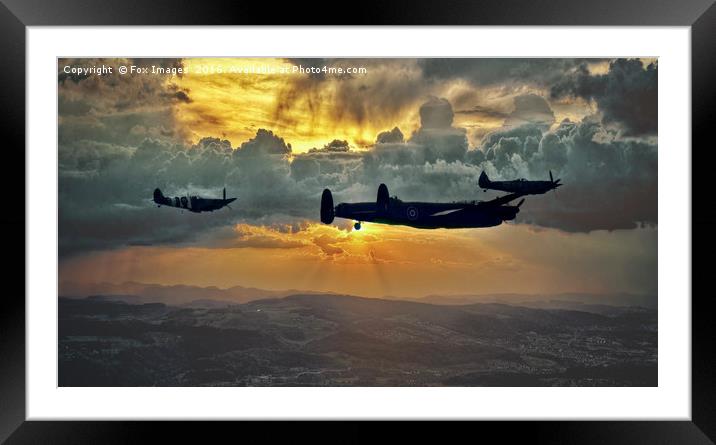 Lancaster bomber and spitfires Framed Mounted Print by Derrick Fox Lomax