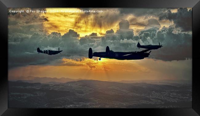 Lancaster bomber and spitfires Framed Print by Derrick Fox Lomax