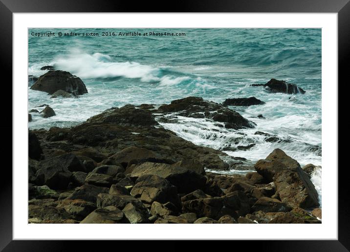 THE WAVES GOING TO GET YOU Framed Mounted Print by andrew saxton