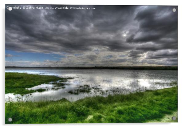 Dark Clouds reflecting in Marshes Acrylic by Zahra Majid