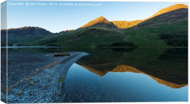 Buttermere summer sunrise. Lake District. England. Canvas Print by John Finney
