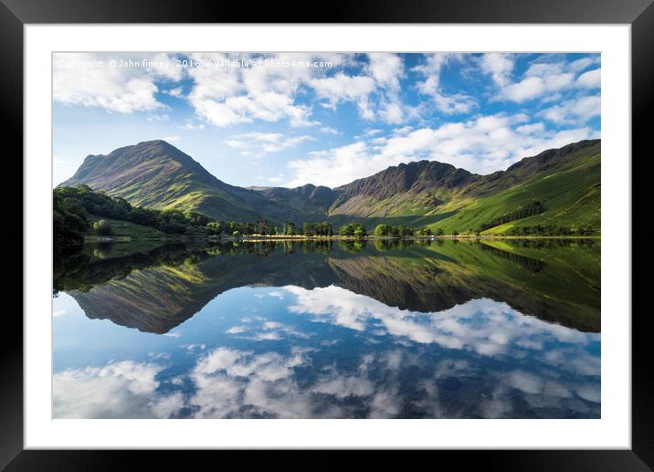 Buttermere symmetry. Lake District. England. Framed Mounted Print by John Finney