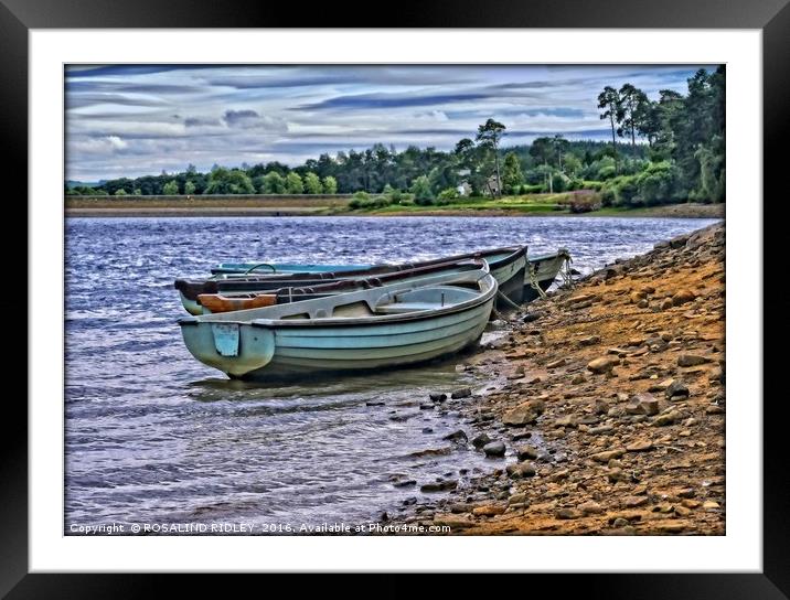 "BOATS AT TUNSTALL RESERVOIR 2" Framed Mounted Print by ROS RIDLEY