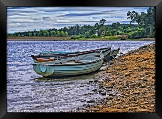 "BOATS AT TUNSTALL RESERVOIR 2" Framed Print by ROS RIDLEY