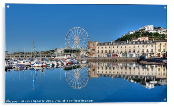 Perfect Blue sky reflections at Torquay Harbour  Acrylic by Rosie Spooner