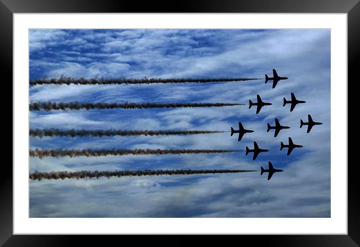 Red Arrows Diamond Formation Framed Mounted Print by Julie Skone
