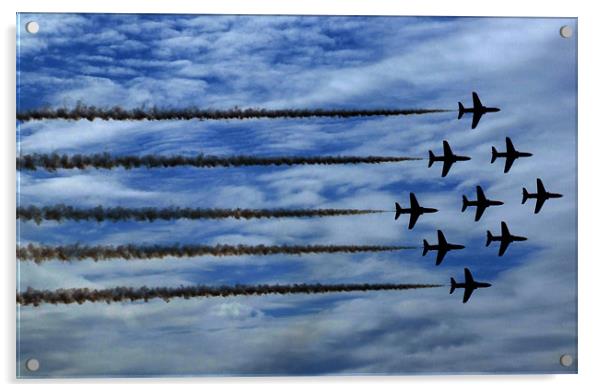 Red Arrows Diamond Formation Acrylic by Julie Skone