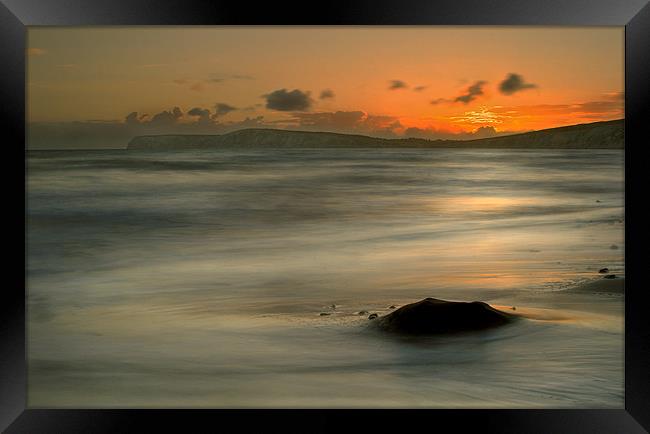 Sunset,Brook Chine, Freshwater Bay, Isle Of Wight Framed Print by Simon Gladwin