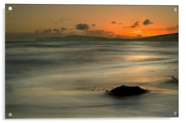 Sunset,Brook Chine, Freshwater Bay, Isle Of Wight Acrylic by Simon Gladwin