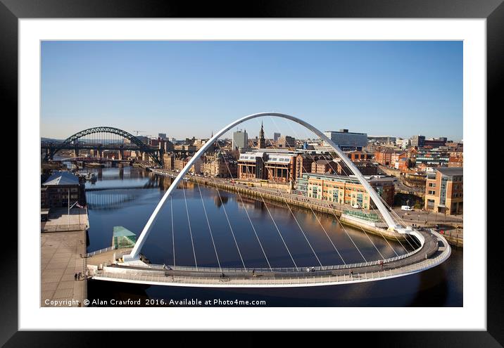 Bridge View, Newcastle-upon-Tyne Framed Mounted Print by Alan Crawford