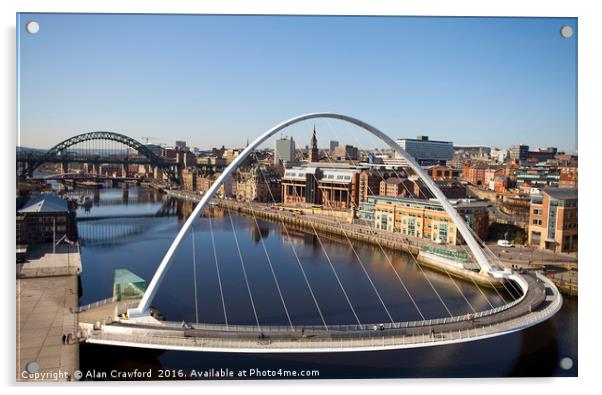 Bridge View, Newcastle-upon-Tyne Acrylic by Alan Crawford