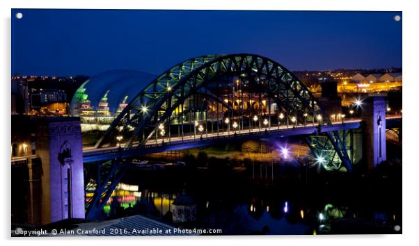 Tyne Bridge at Night Acrylic by Alan Crawford