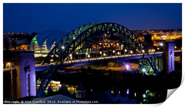 Tyne Bridge at Night Print by Alan Crawford