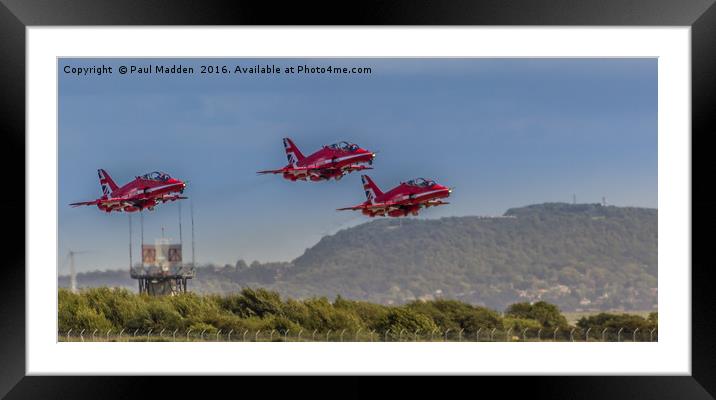 Three Red Arrows of the air Framed Mounted Print by Paul Madden