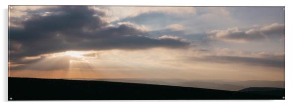 Sunset through storm clouds. Beeley Moor, Derbyshi Acrylic by Liam Grant