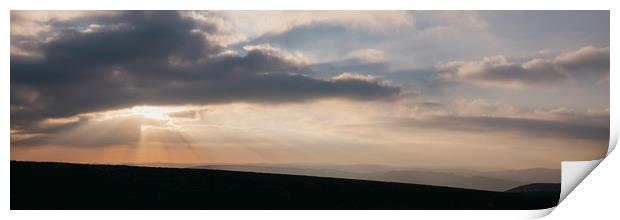 Sunset through storm clouds. Beeley Moor, Derbyshi Print by Liam Grant